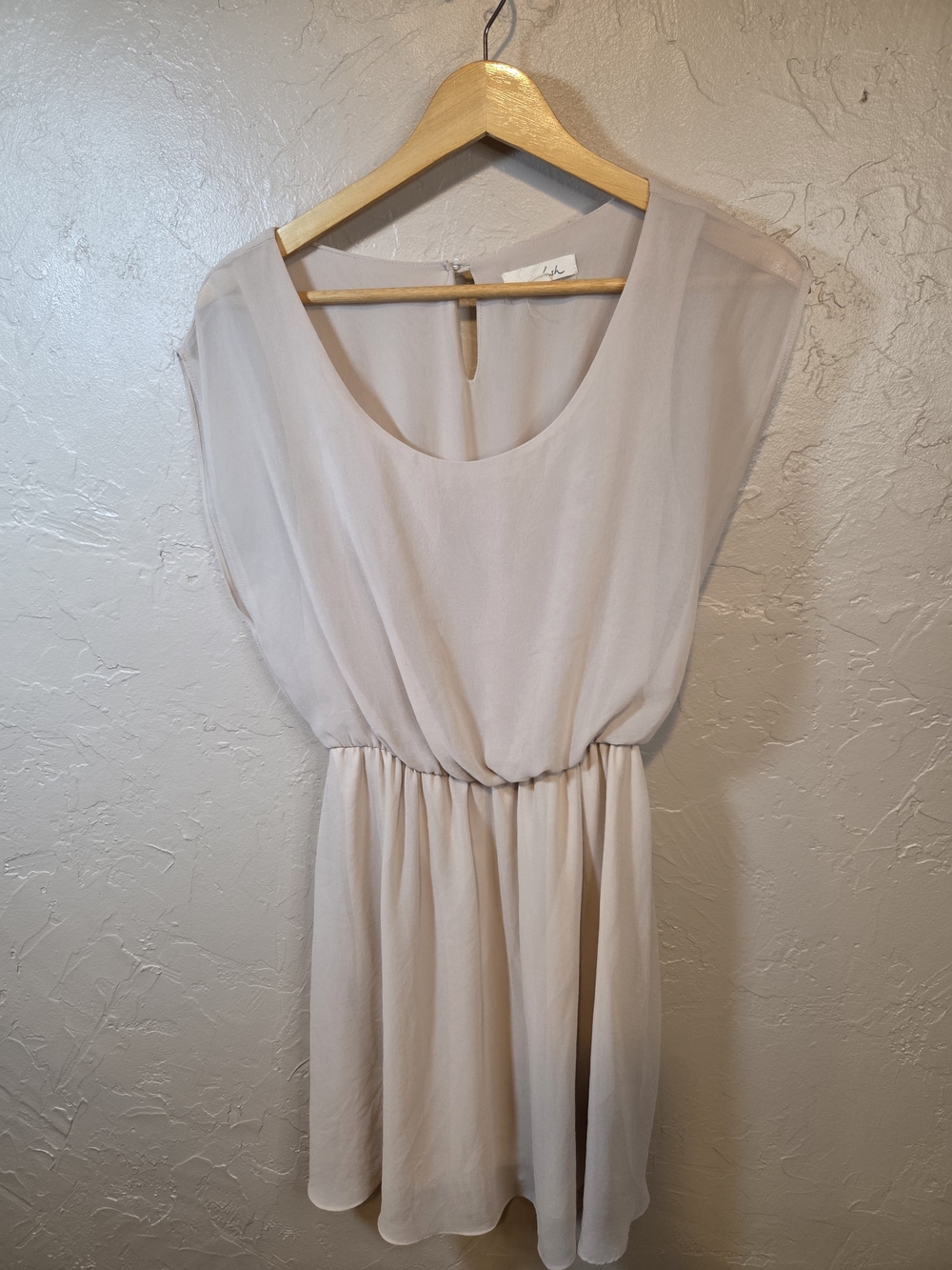 Lush Blush Chiffon Dress Flowy Elastic Waist Mini Dress Size Small
